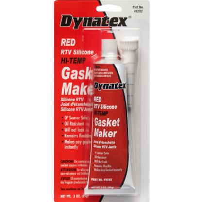 Dynatex 49202 Low Volatile RTV Silicone Gasket Maker, 0 to 650 Degree F, 3 oz Carded Tube, Red
